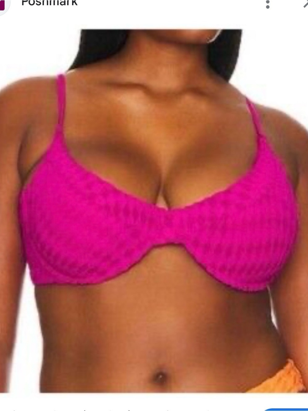 Good American Bright Fuchsia Textured One-Piece Swim